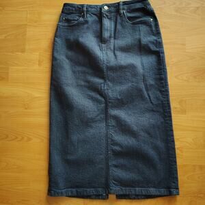 Ann Taylor Dark Blue Denim Midi Skirt Size 4